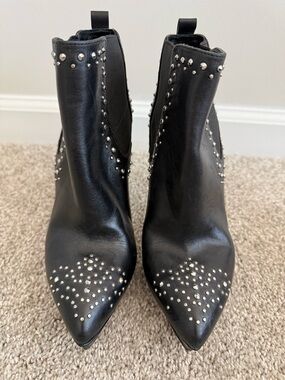 Michael Kors Black Studded Pointed-Toe Chelsea Booties